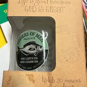 - Old Fashion Drinking Jar 20 Oz Life is Good because God is Great Glass